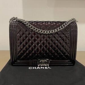 Chanel patent boy bag